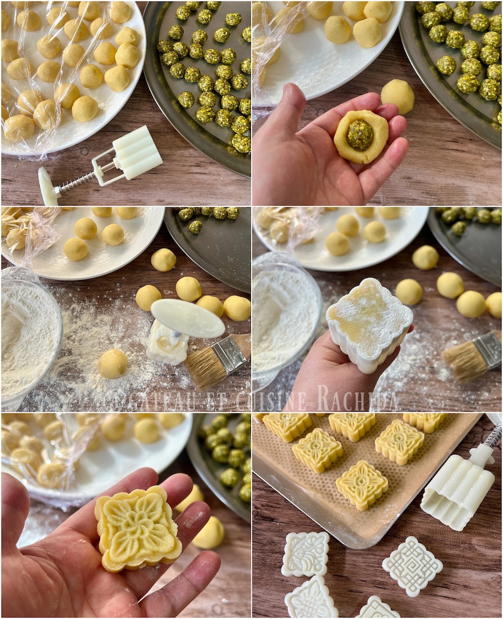 étapes de préparation maamoul pistache maison