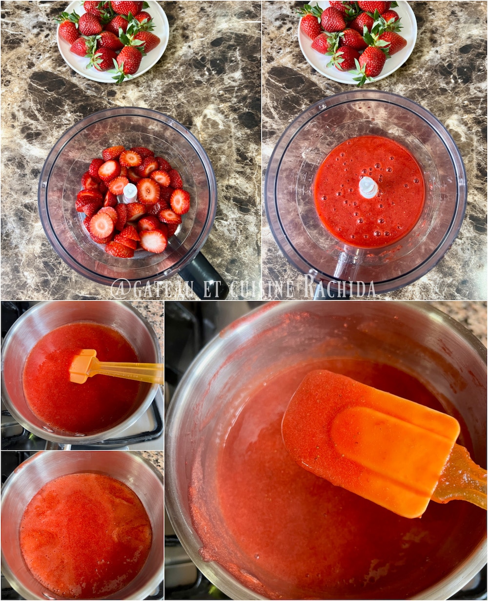 Strawberry coulis preparation for strawberry mousse