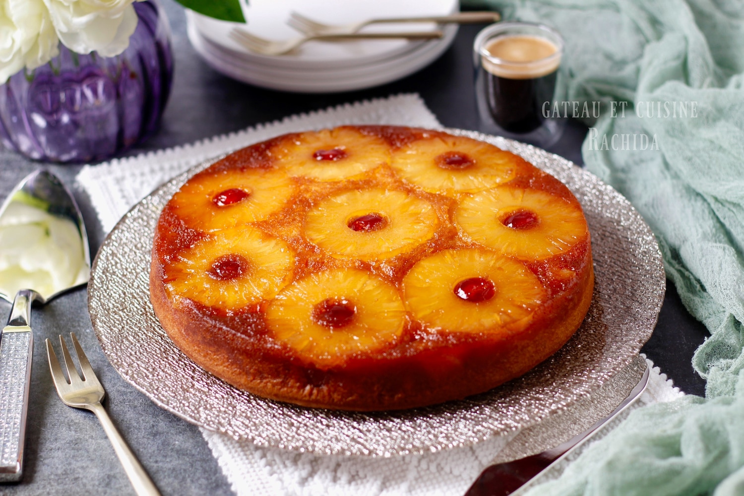 recipe for very moist homemade pineapple upside-down cake
