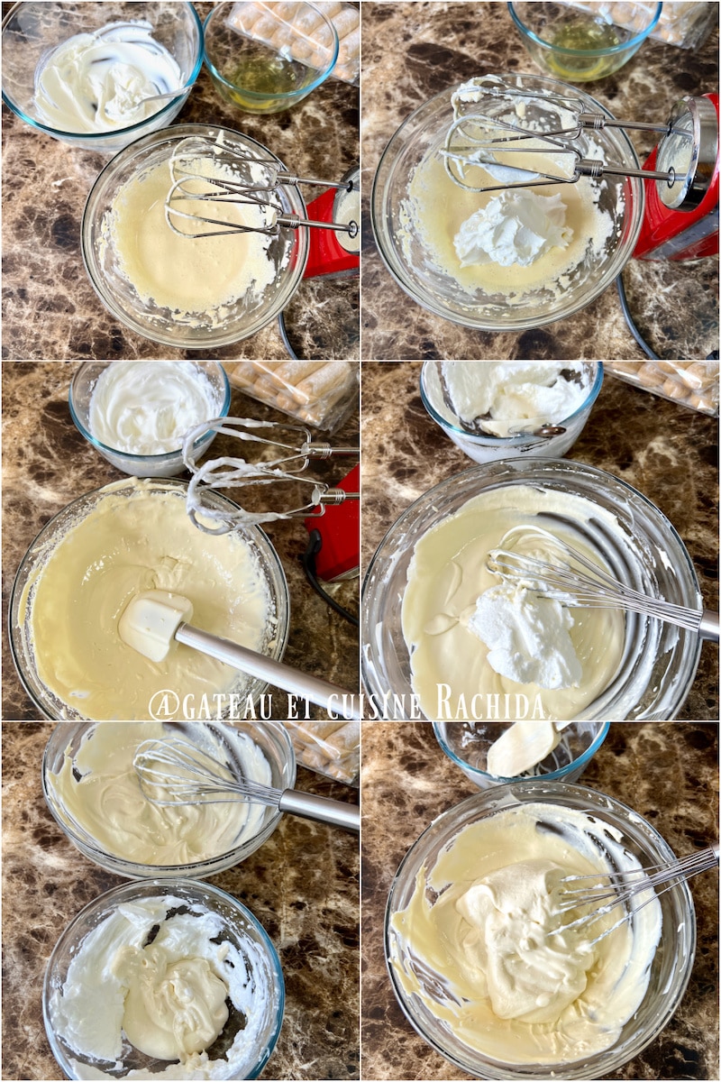 étapes de préparation tiramisu léger et aérien