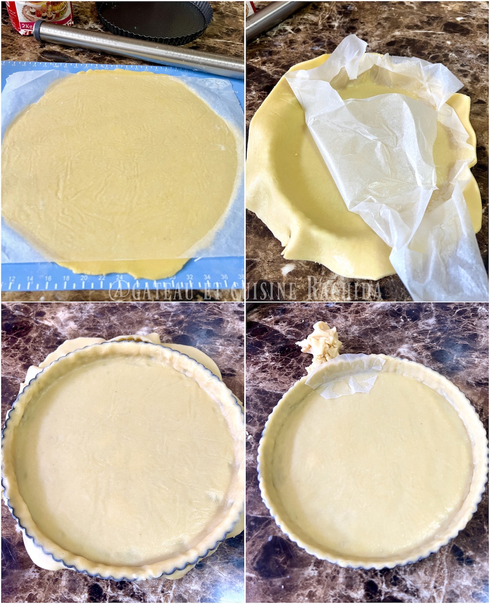 Moule à tarte foncé avec pâte sablée