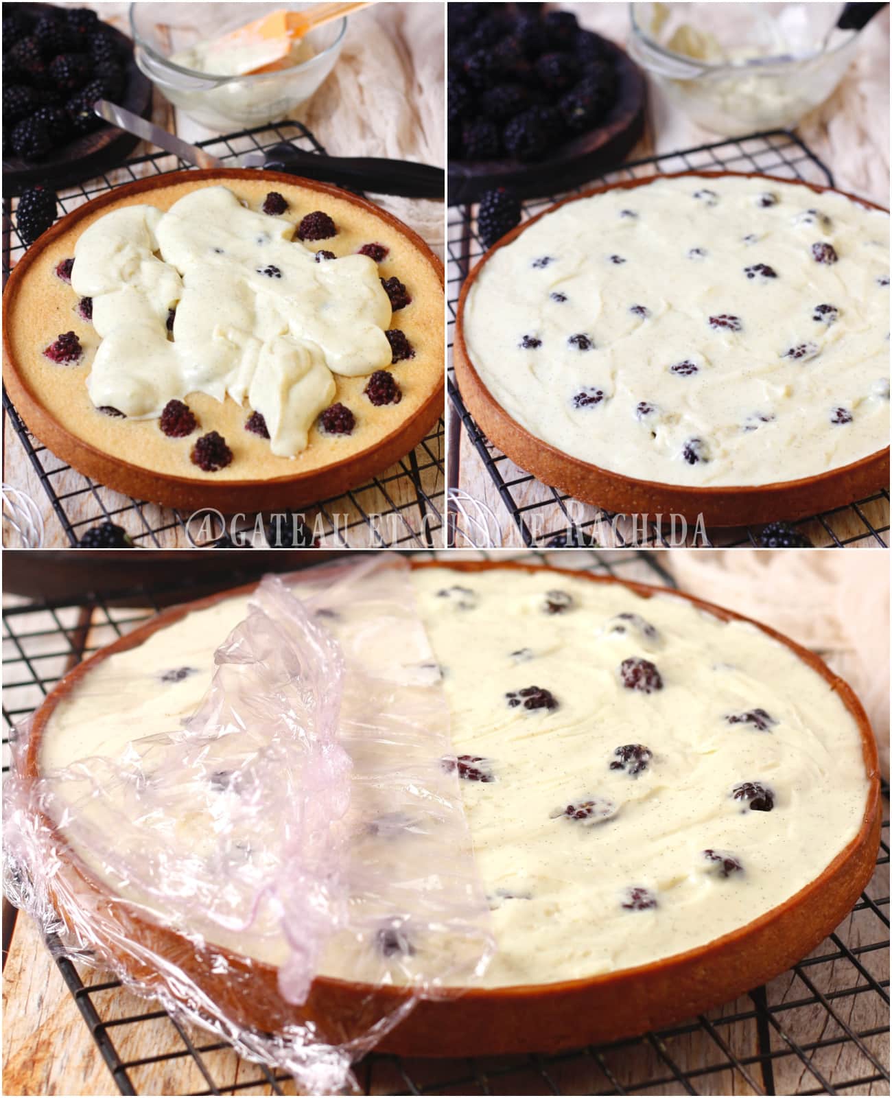 Blackberry tart with vanilla pastry cream