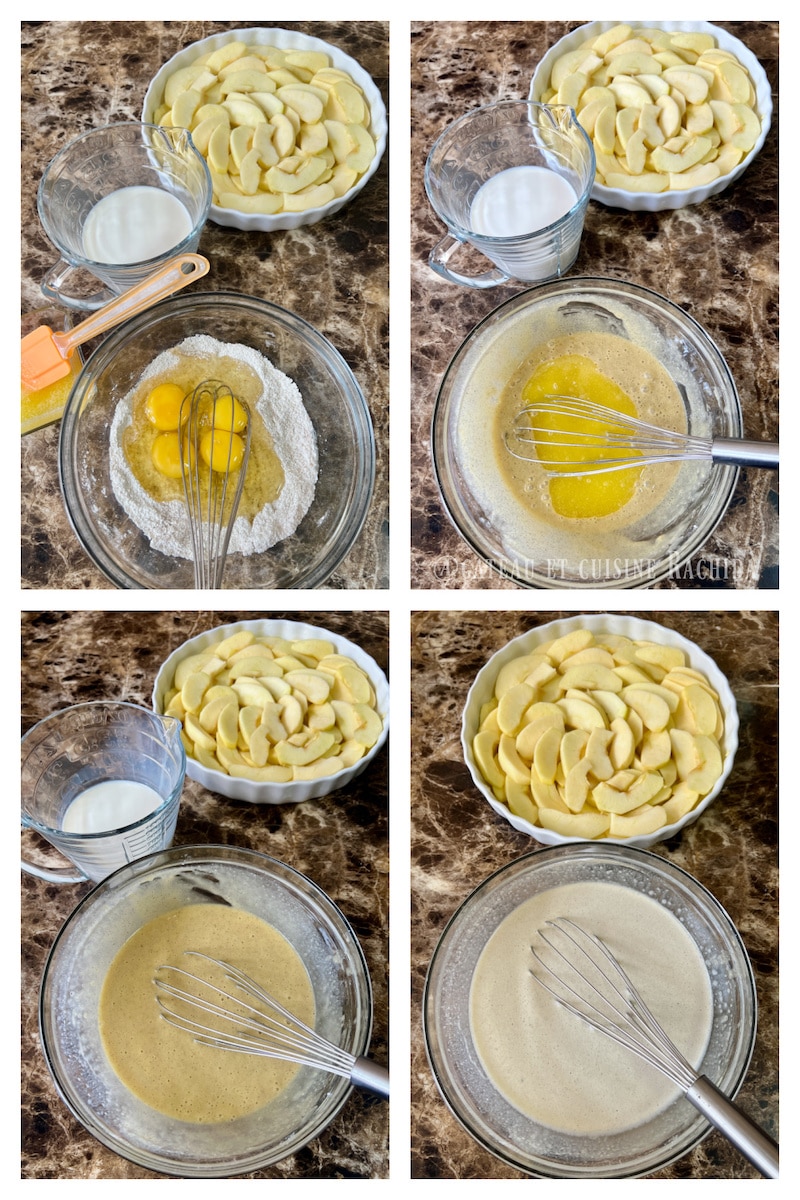 Apple clafoutis preparation