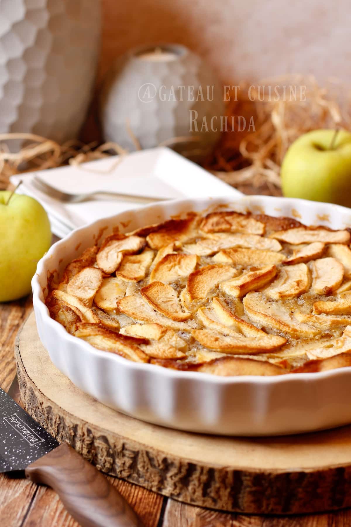 Autumn dessert Apple clafoutis 