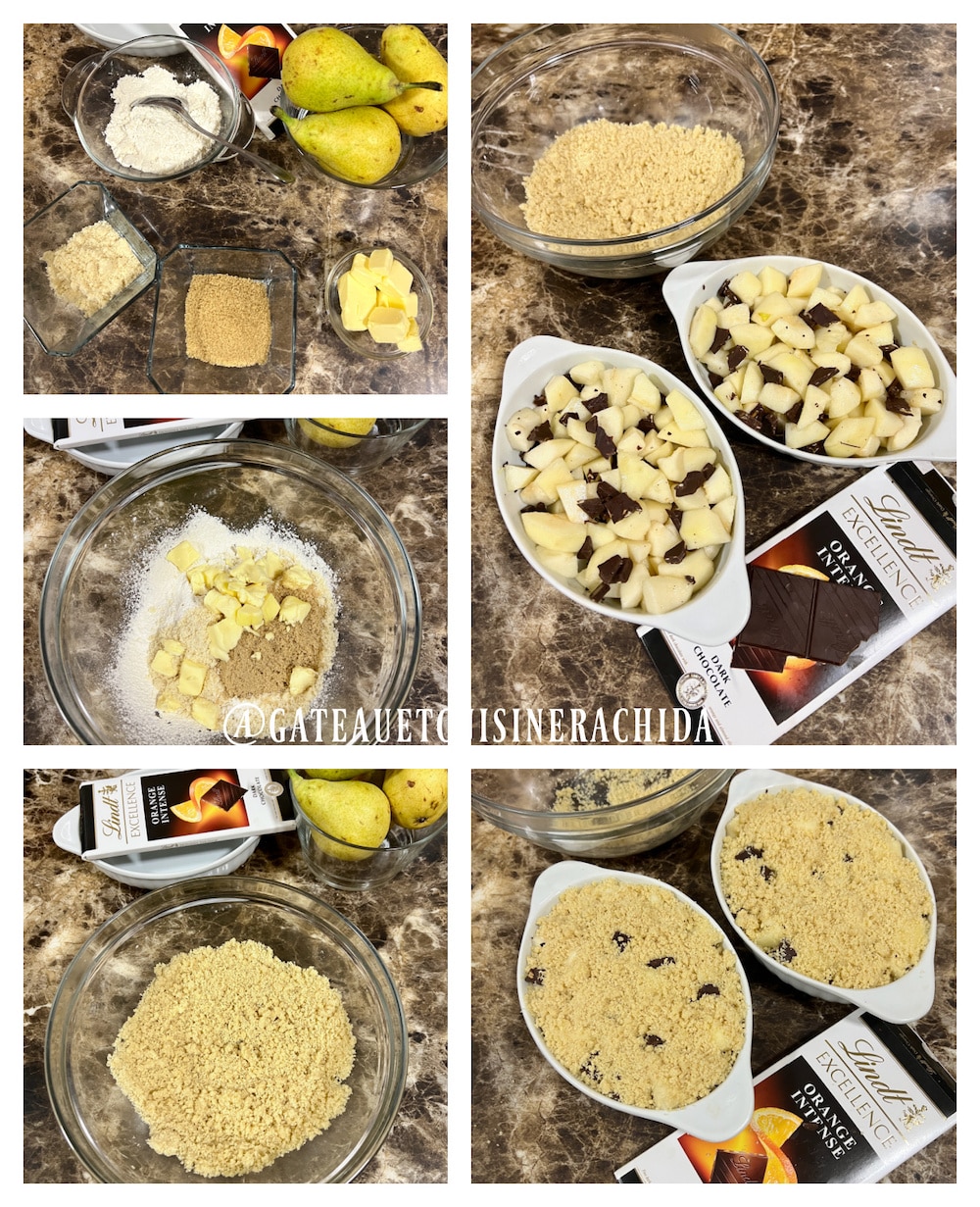 how to prepare a chocolate pear crumble