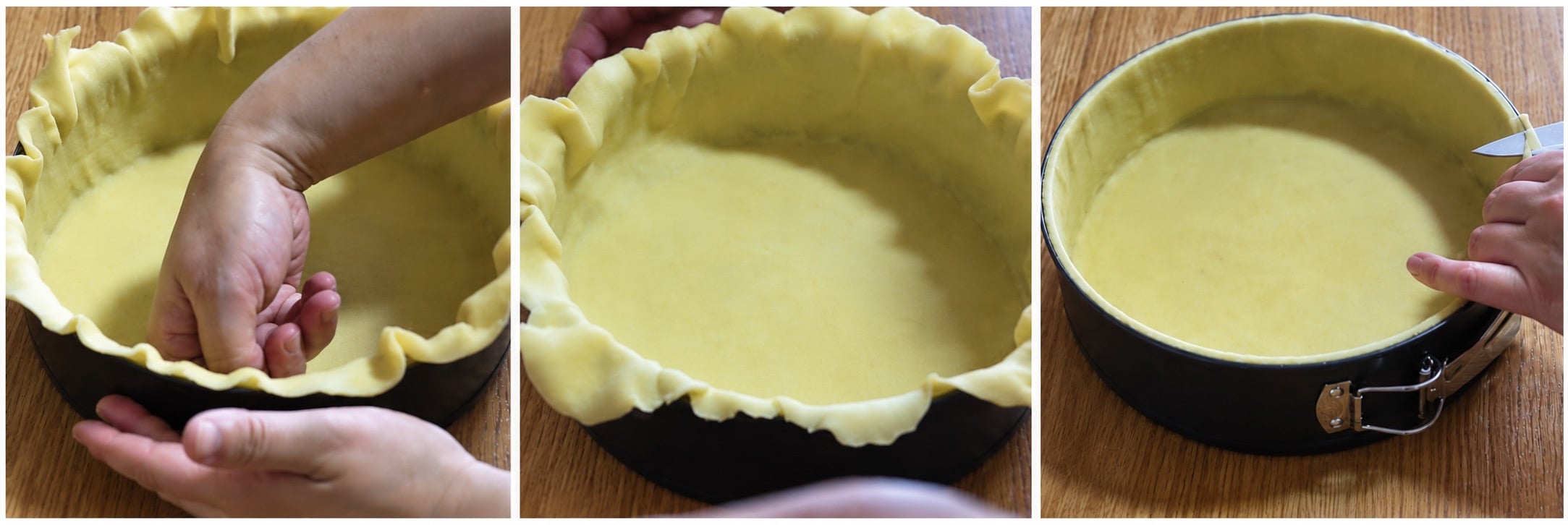 Fonçage du moule dans lequel on va verser l'appareil à flan
