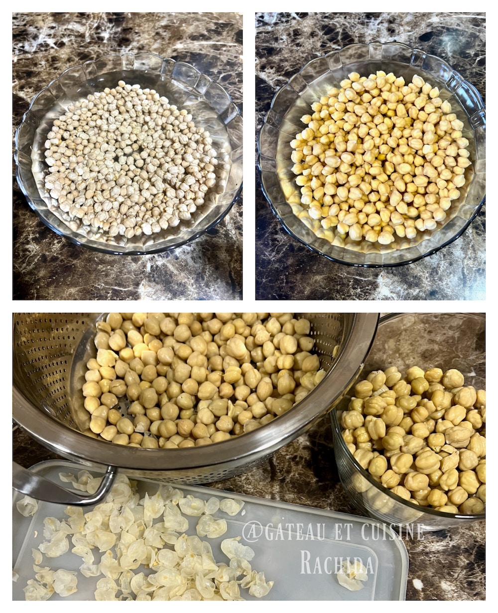 Soaked chickpeas for making hummus