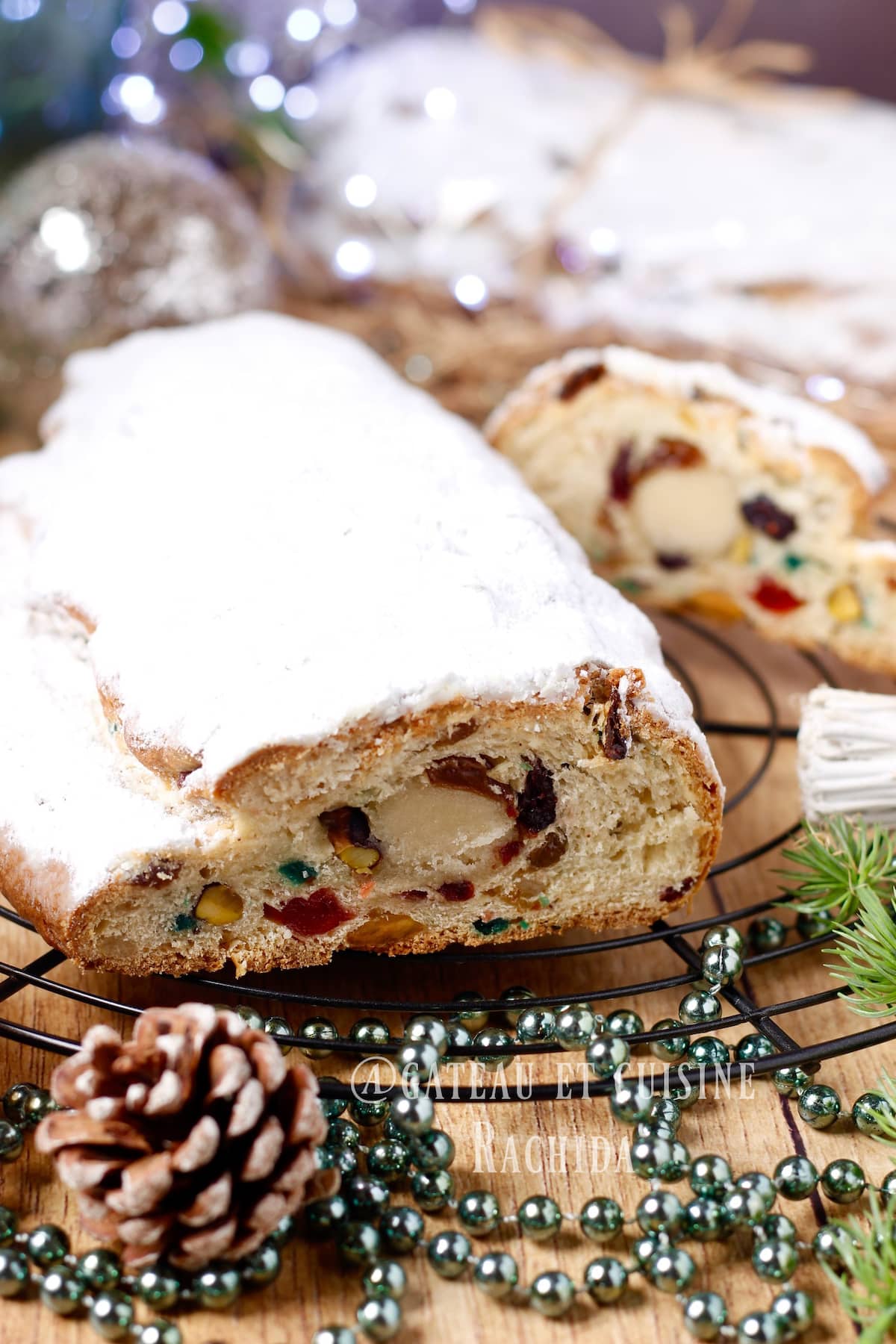 Authentic stollen recipe with dried fruits, citrus peel, and marzipan