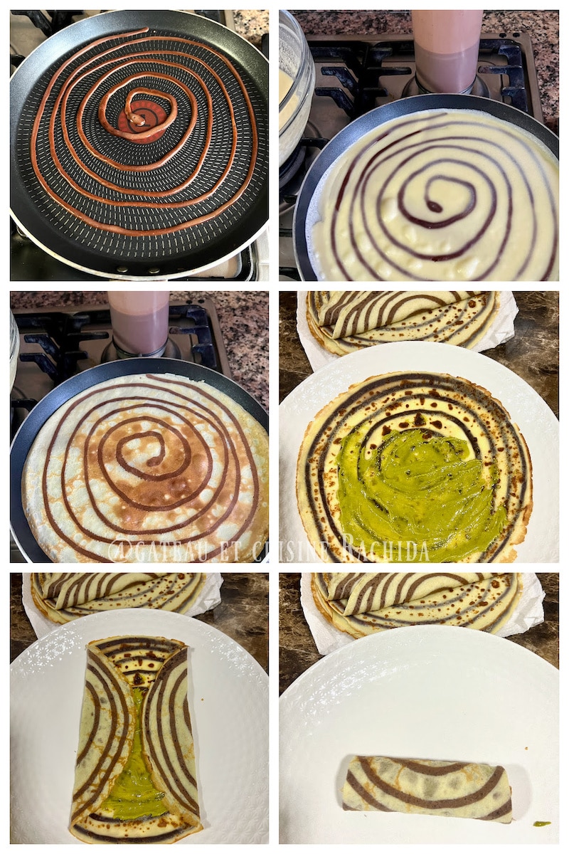 cooking bicolor swirl crepes