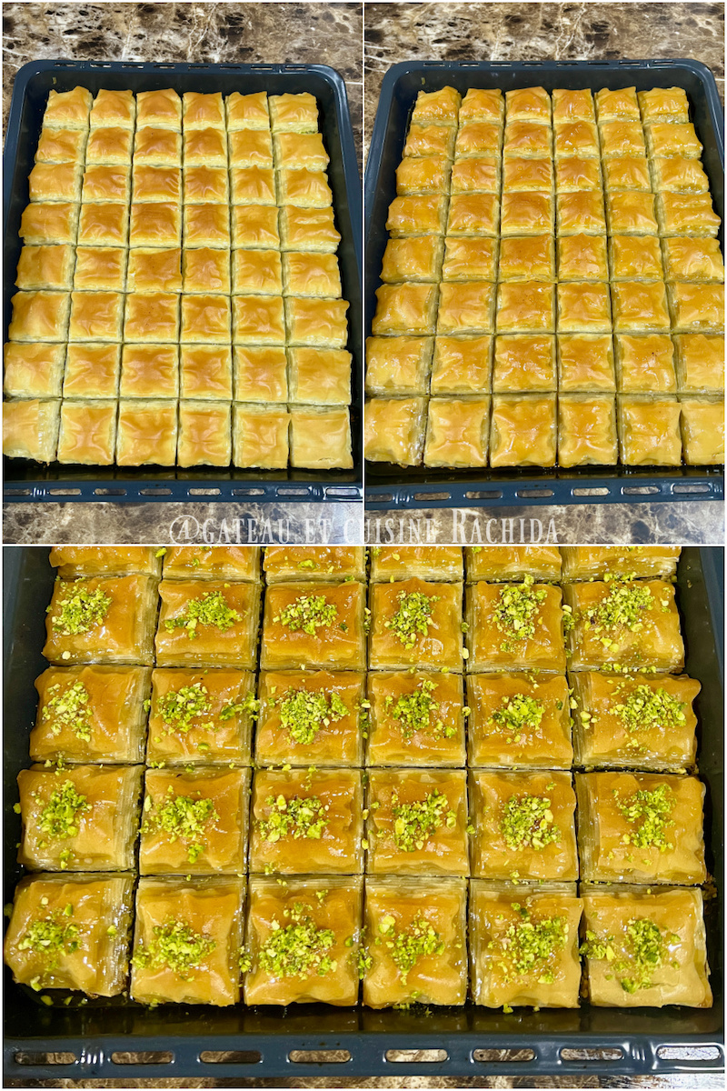 Baking baklava fresh out of the oven