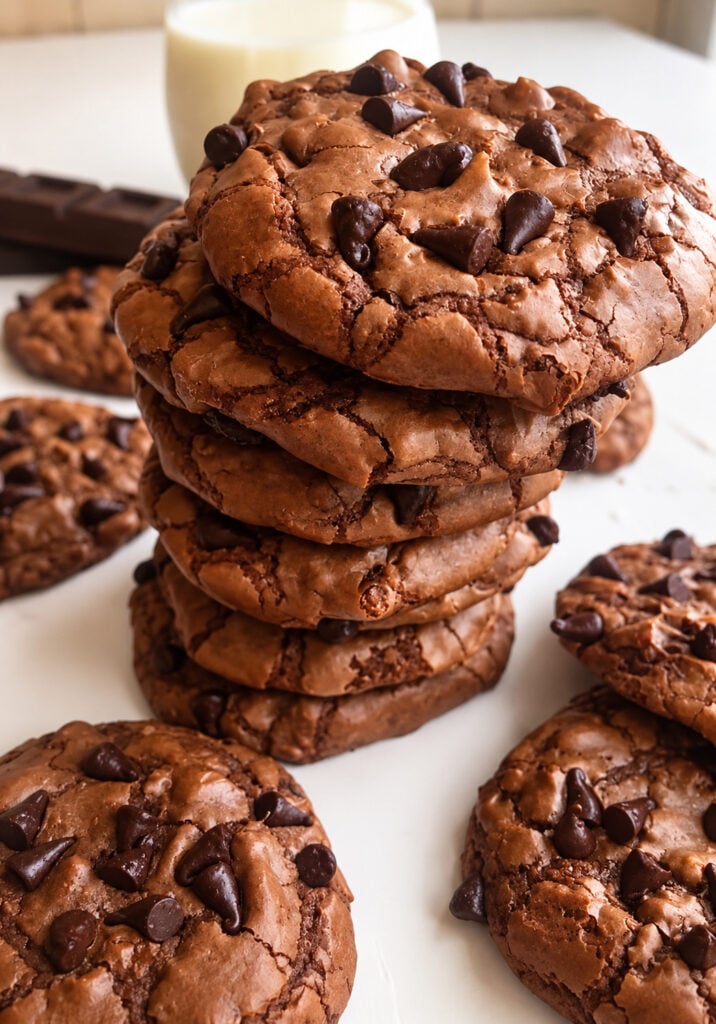 les brownies cookies intense en chocolat avec des pépites de chocolat