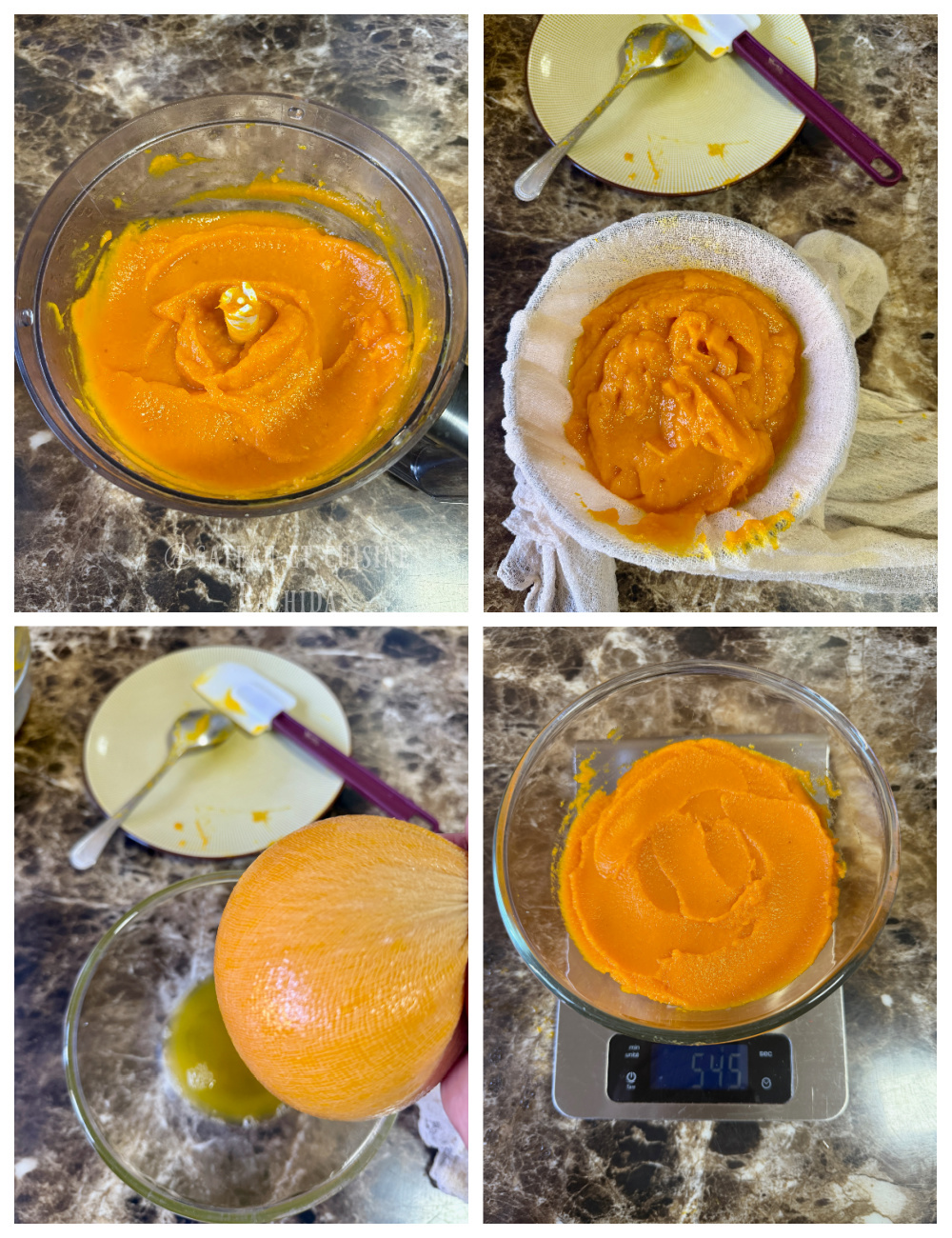 mixer la citrouille en purée (pumpkin) 