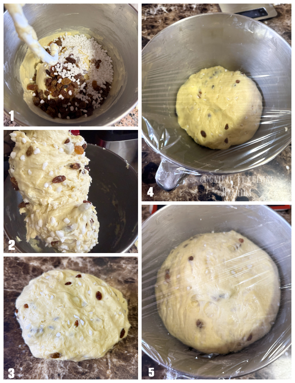 Stir the pearl sugar and raisins into the cougnous dough.