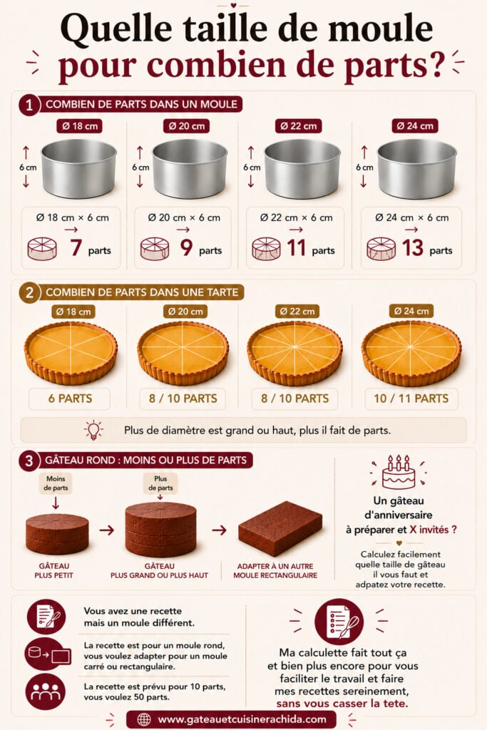 calculer combien de parts et adapter une recette vers un moule différent